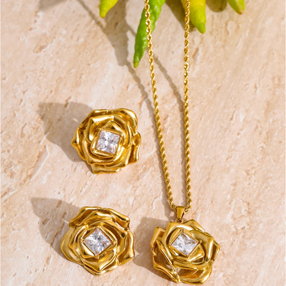 Rosalind gold rose set flatlay