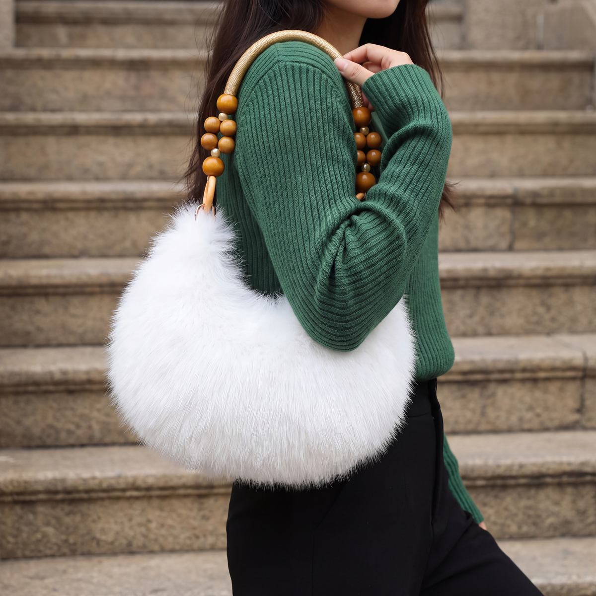 Rosie Beaded Plush Bag