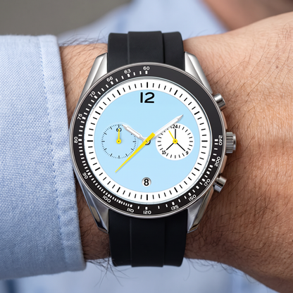 Rossi-Chrono-Watch Ice Blue — on model