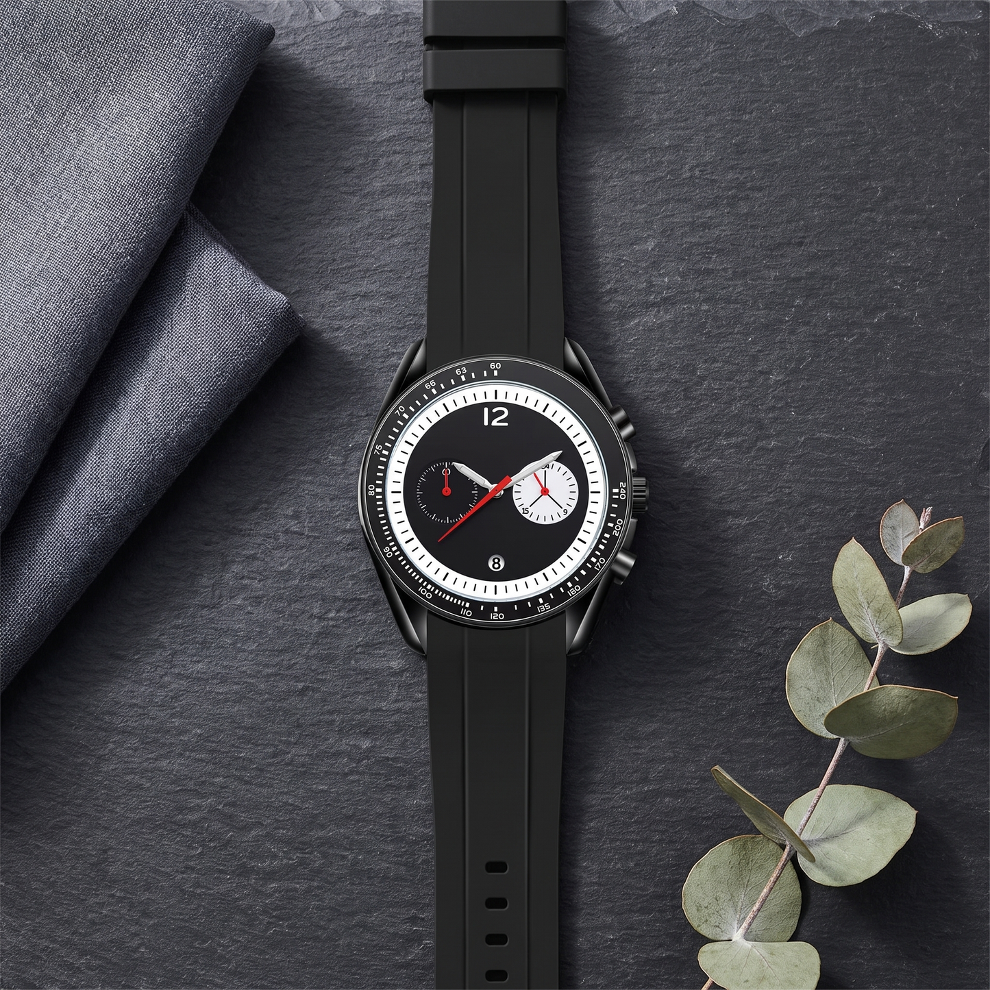 Rossi-Chrono-Watch Black — flatlay 1