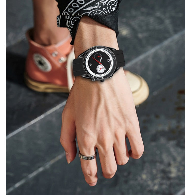 Rossi Chrono Watch in Black worn on the wrist