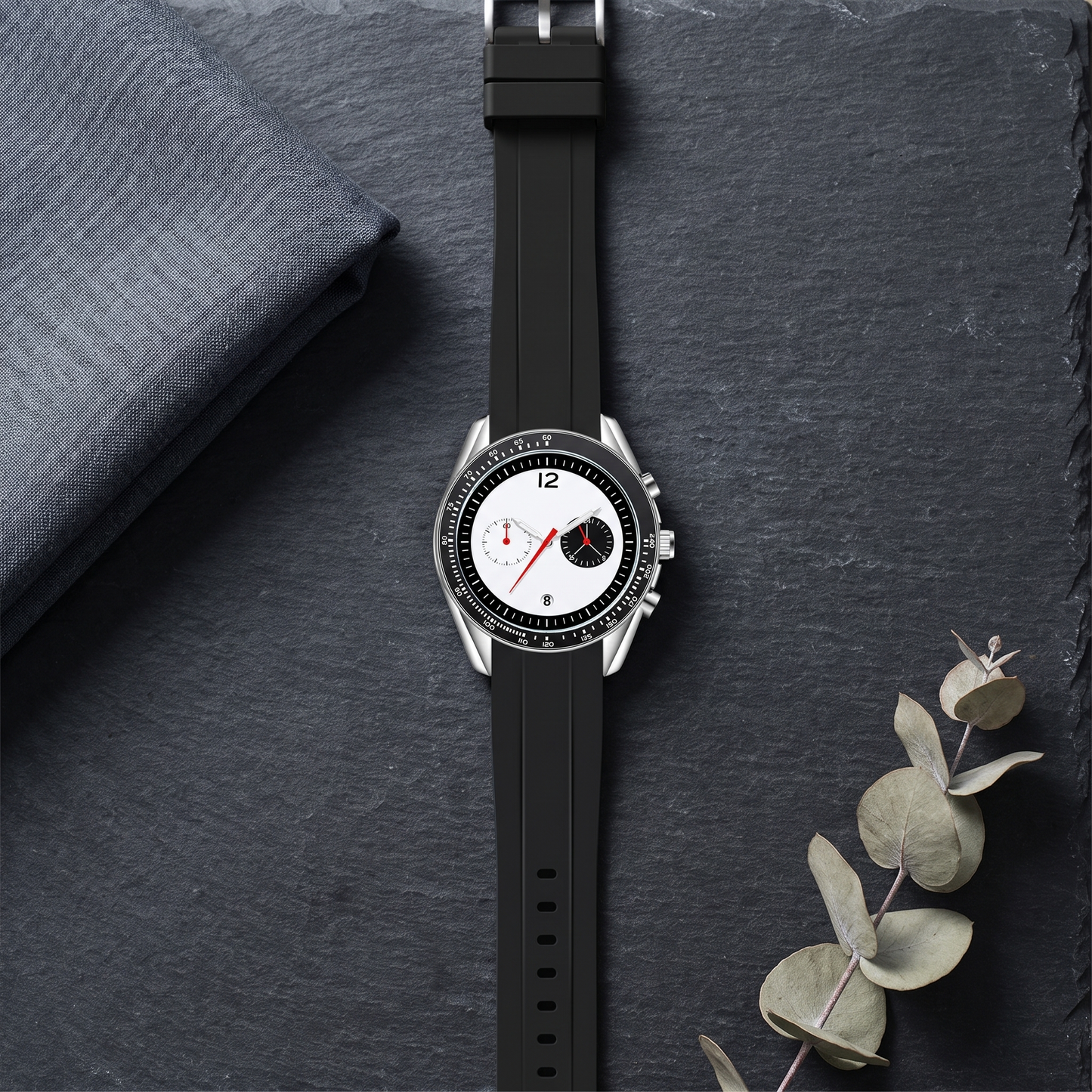 Rossi-Chrono-Watch White — flatlay 2
