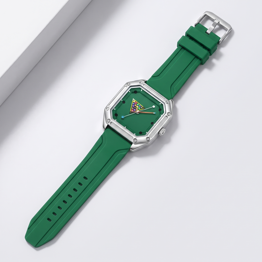 Rowan Billiards Dial Sport Watch in Green — styled flat-lay