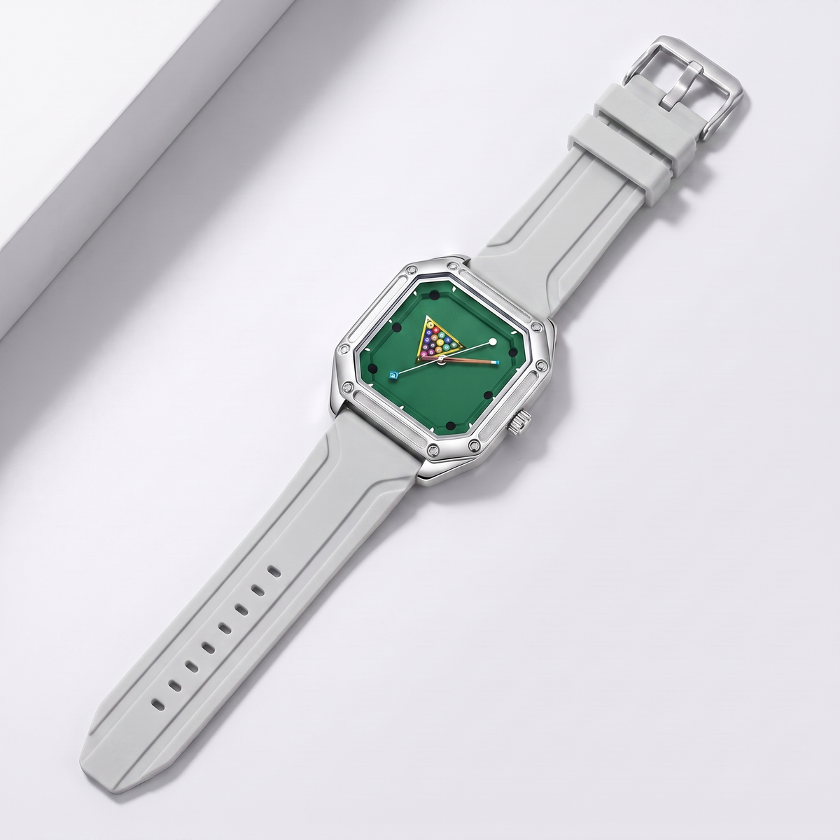 Rowan Billiards Dial Sport Watch in White — styled flat-lay