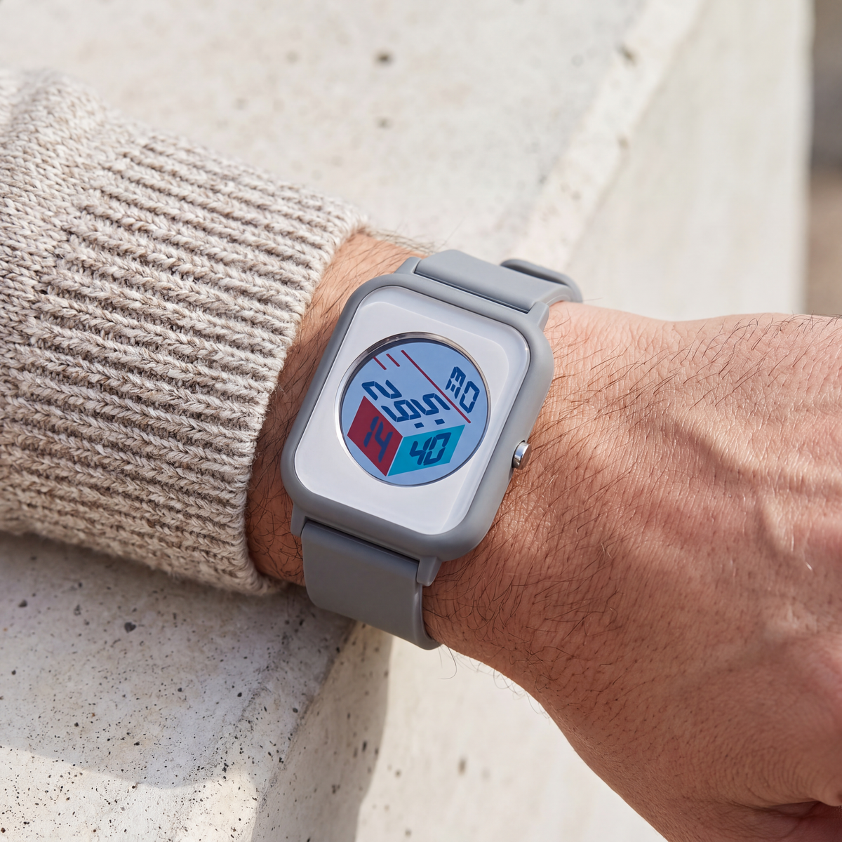 Ryder-Digital-Square-Watch Grey — on model
