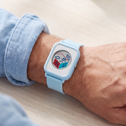 Ryder-Digital-Square-Watch Sky Blue — on model