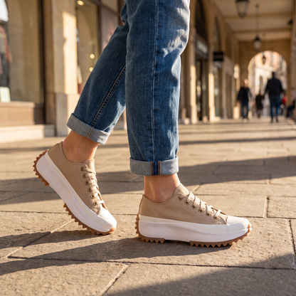 Skye Canvas Platform Sneakers Tan — mkt4