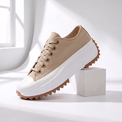 Skye Canvas Platform Sneakers Tan — studio