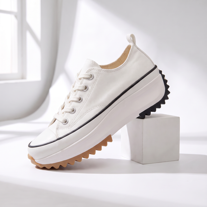 Skye Canvas Platform Sneakers White — studio