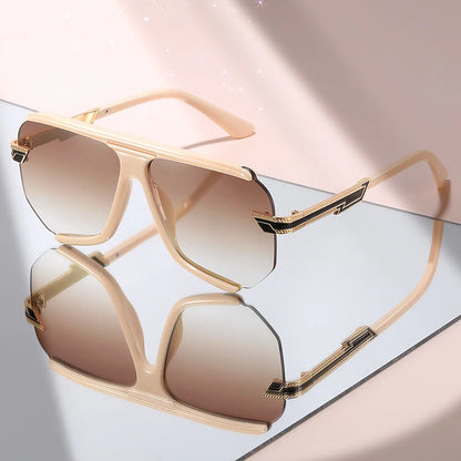 Solana oversized square sunglasses in Cream with brown gradient lenses