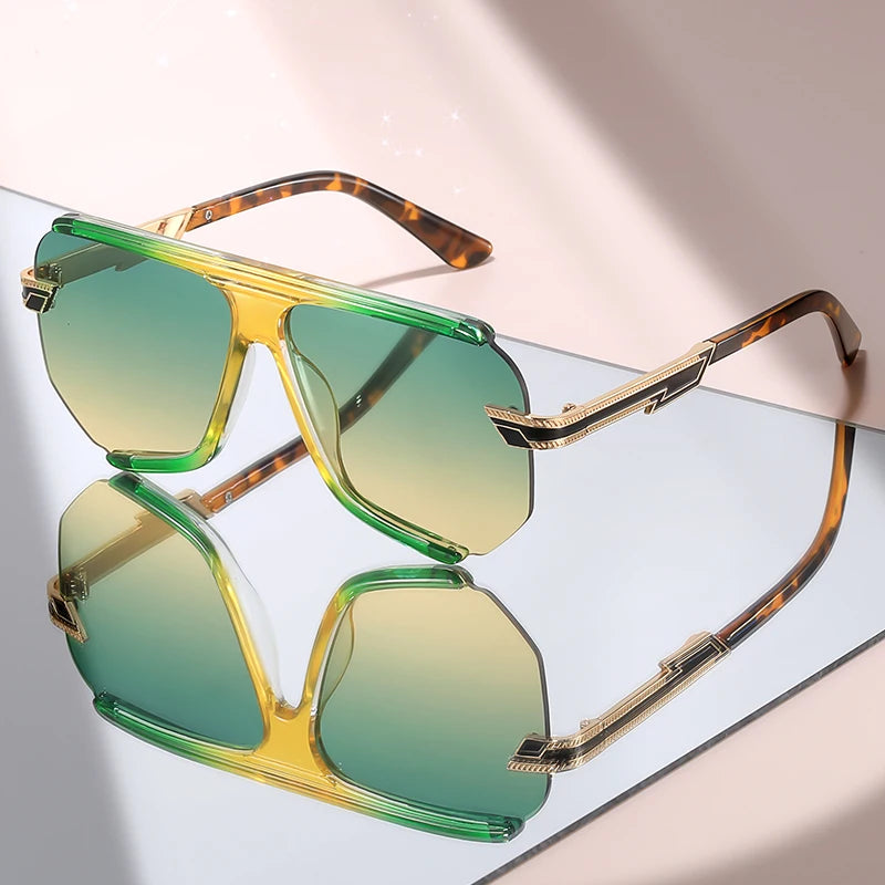Solana oversized square sunglasses in Green with green gradient lenses