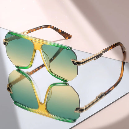Solana oversized square sunglasses in Green with green gradient lenses