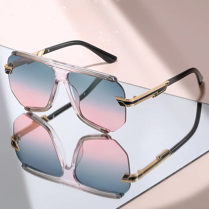 Solana oversized square sunglasses in Pink with blue to pink gradient lenses