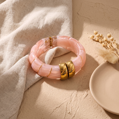 Sonoma resin cuff bangle in Blush Pink with gold-tone rings