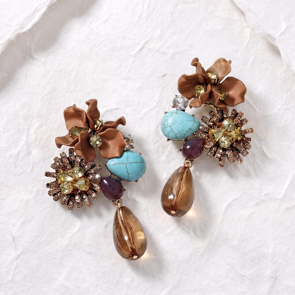 Sorrel Floral Drop Earrings Brown — studio