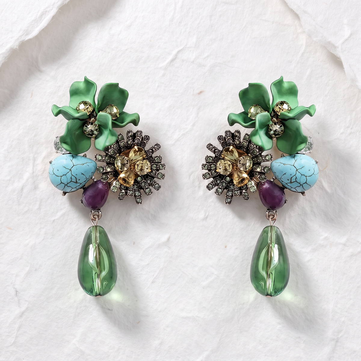 Sorrel Floral Drop Earrings Green — studio