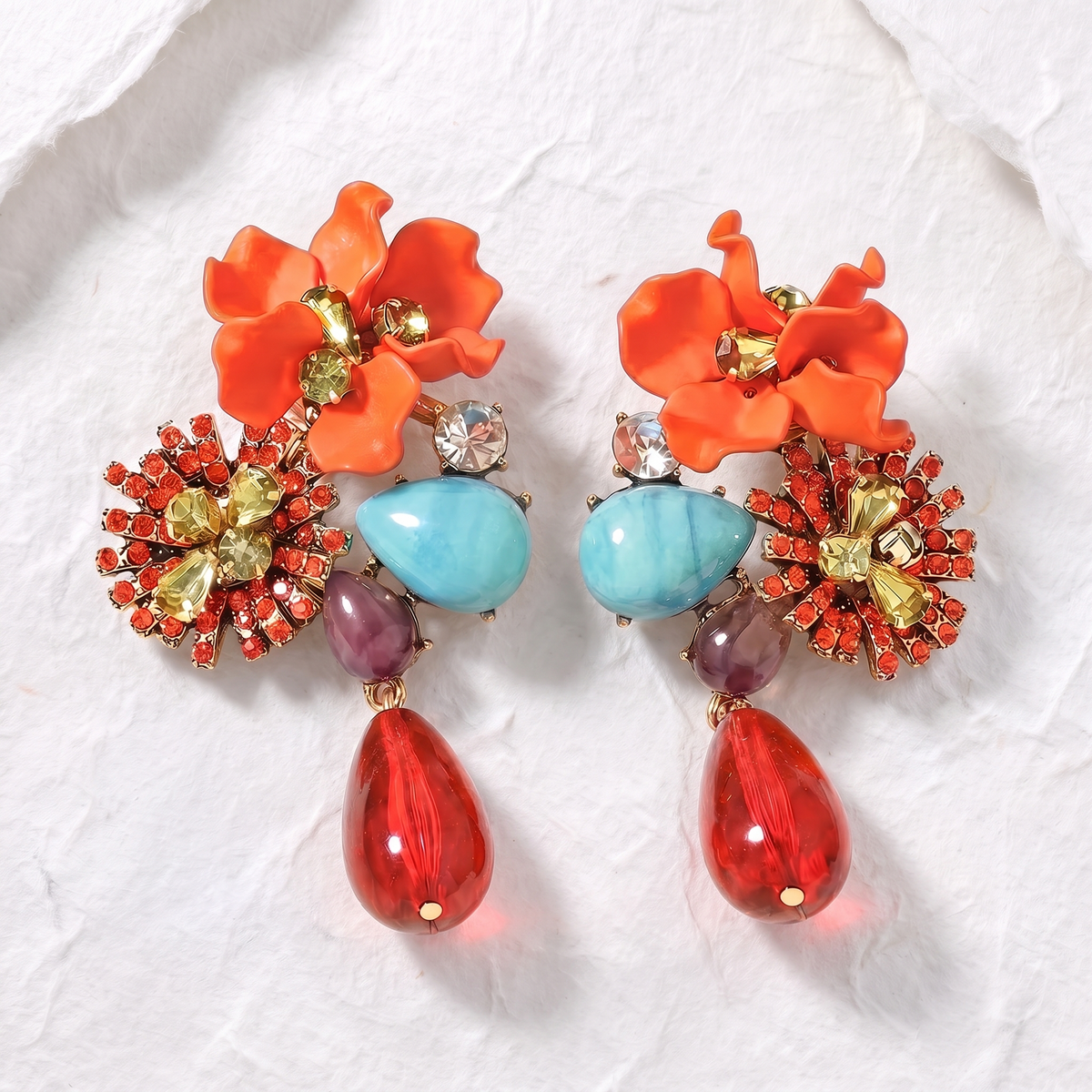 Sorrel Floral Drop Earrings Orange — studio