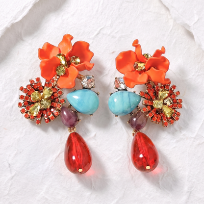 Sorrel Floral Drop Earrings Orange — studio