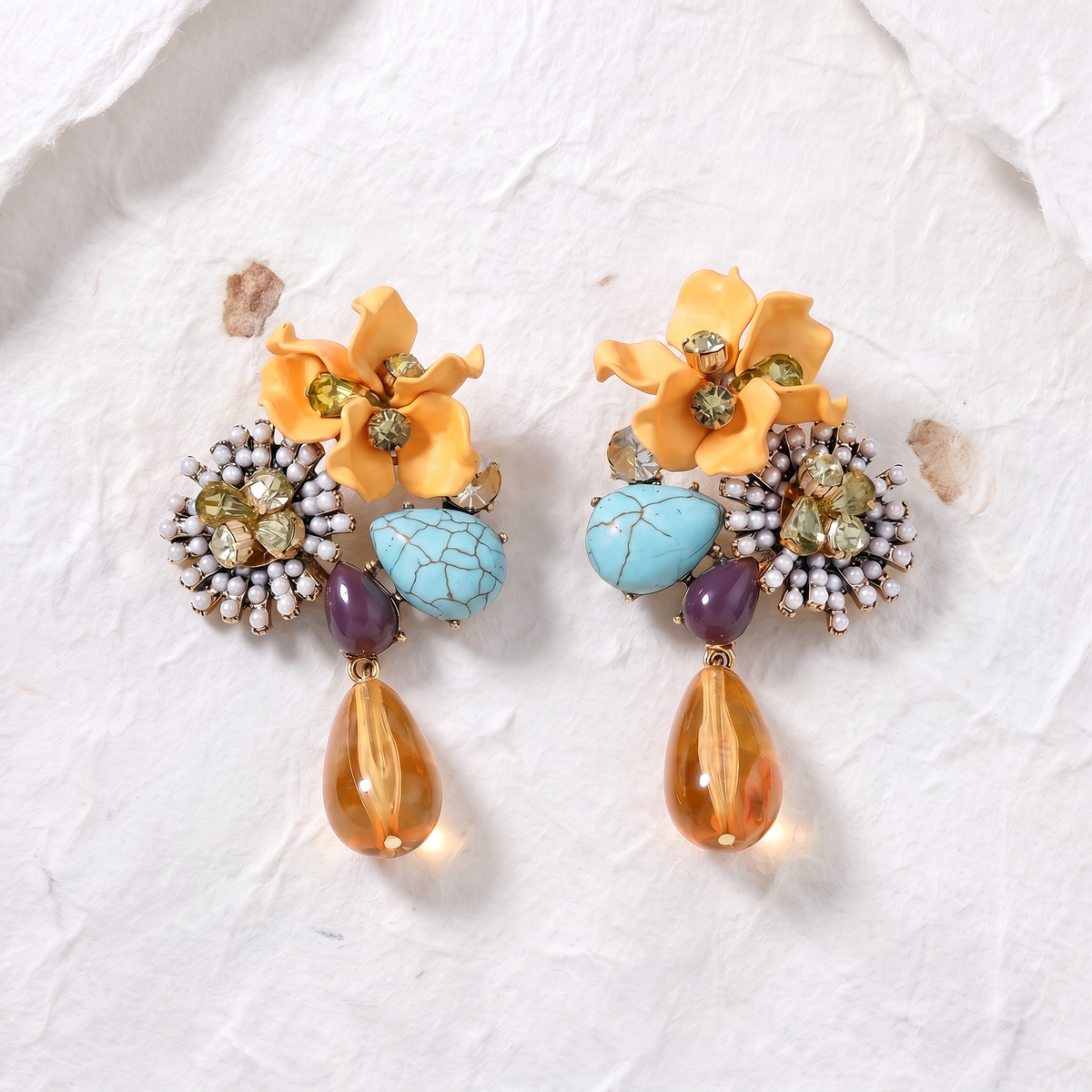 Sorrel Floral Drop Earrings Yellow — studio