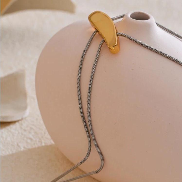 Kai Two-Tone Slide Necklace gold slide bar close-up