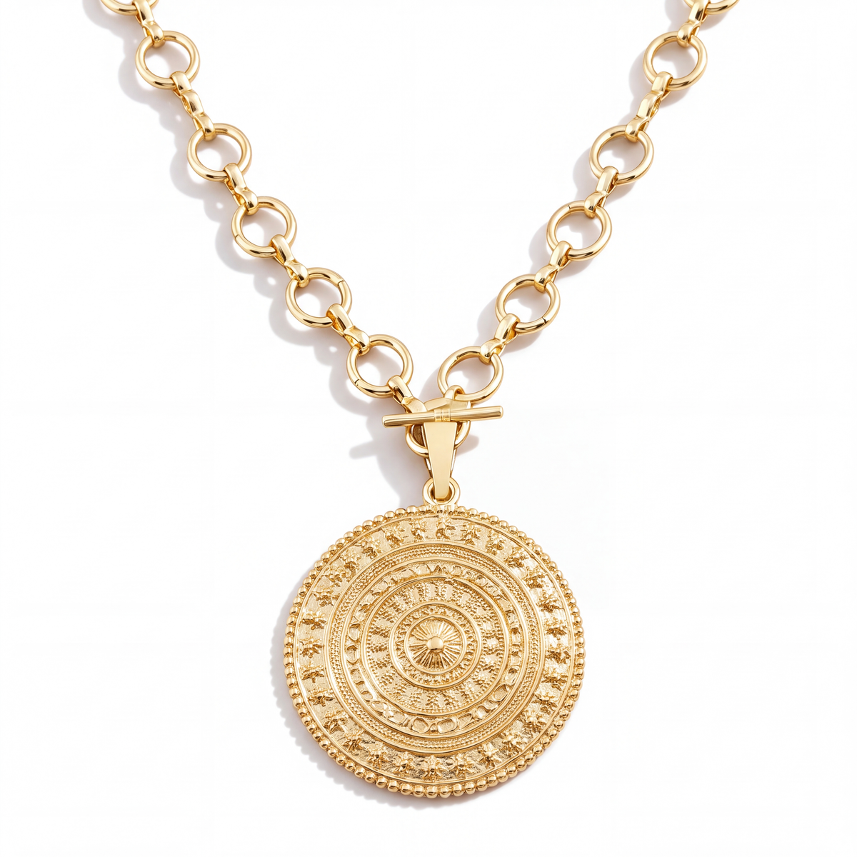 Sunburst Necklace Medallion Gold — packshot