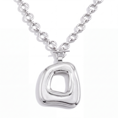 Sunburst Necklace Open Square Silver — packshot