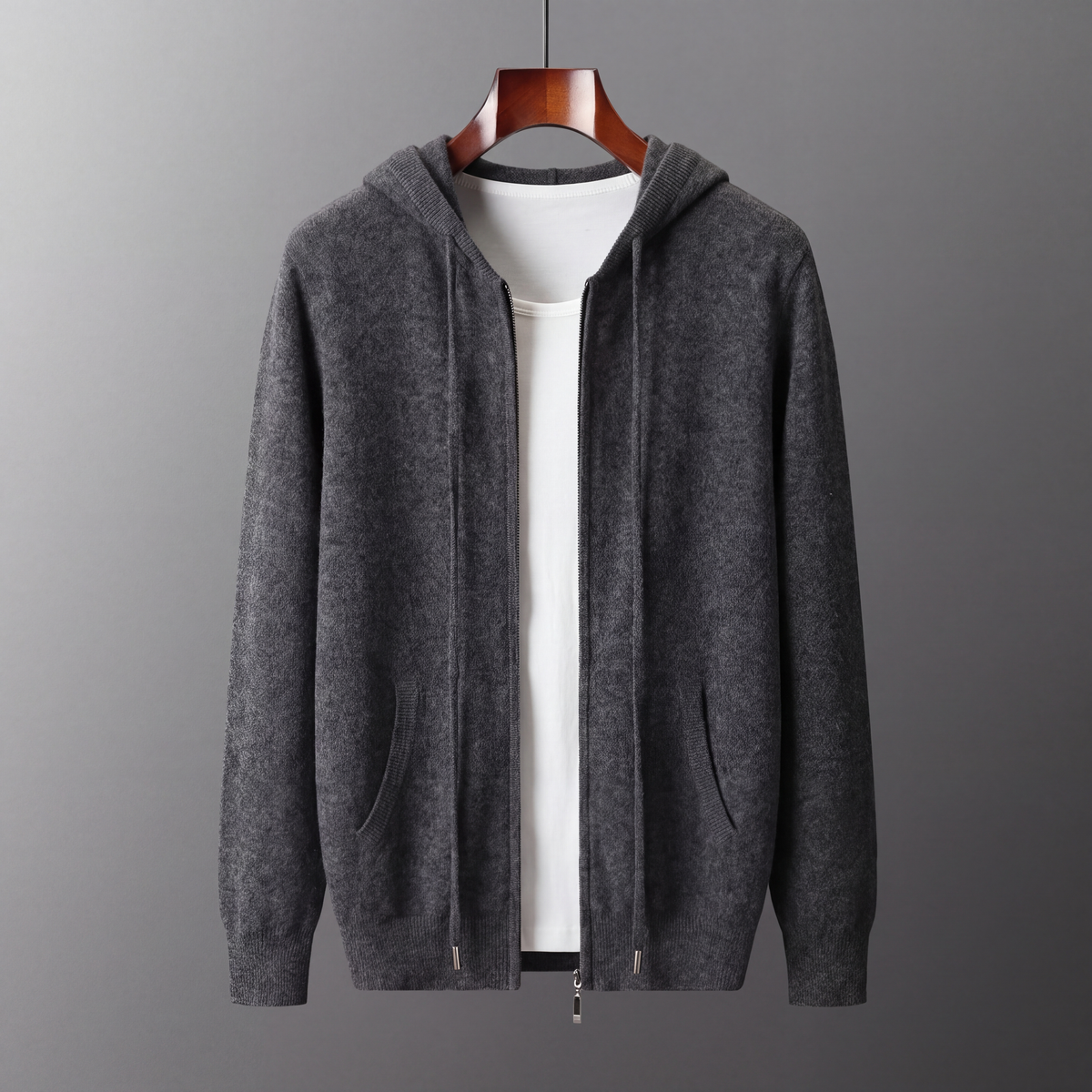 Tahoe Wool Hooded Cardigan Charcoal — hanger 1