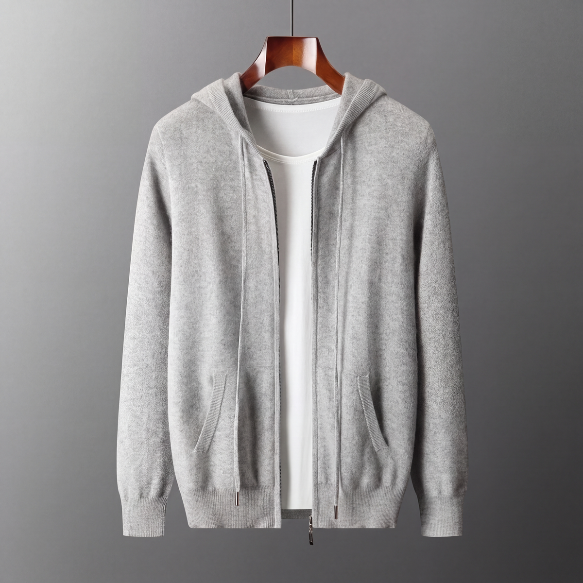 Tahoe Wool Hooded Cardigan Light Grey — hanger 1