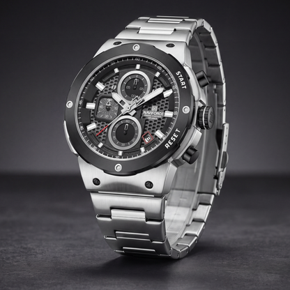 Titan Chrono Watch Black Silver — studio 1