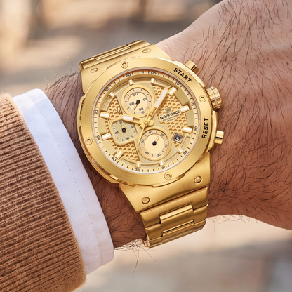 Titan Chrono Watch Gold — on model