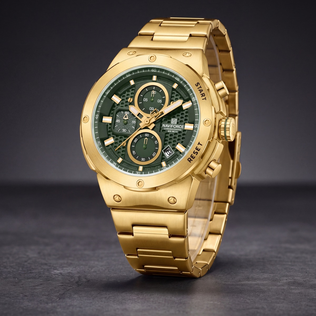 Titan Chrono Watch Green Gold — studio 1