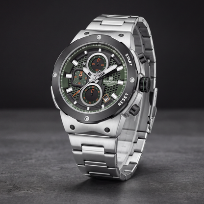 Titan Chrono Watch Green Silver — studio 1