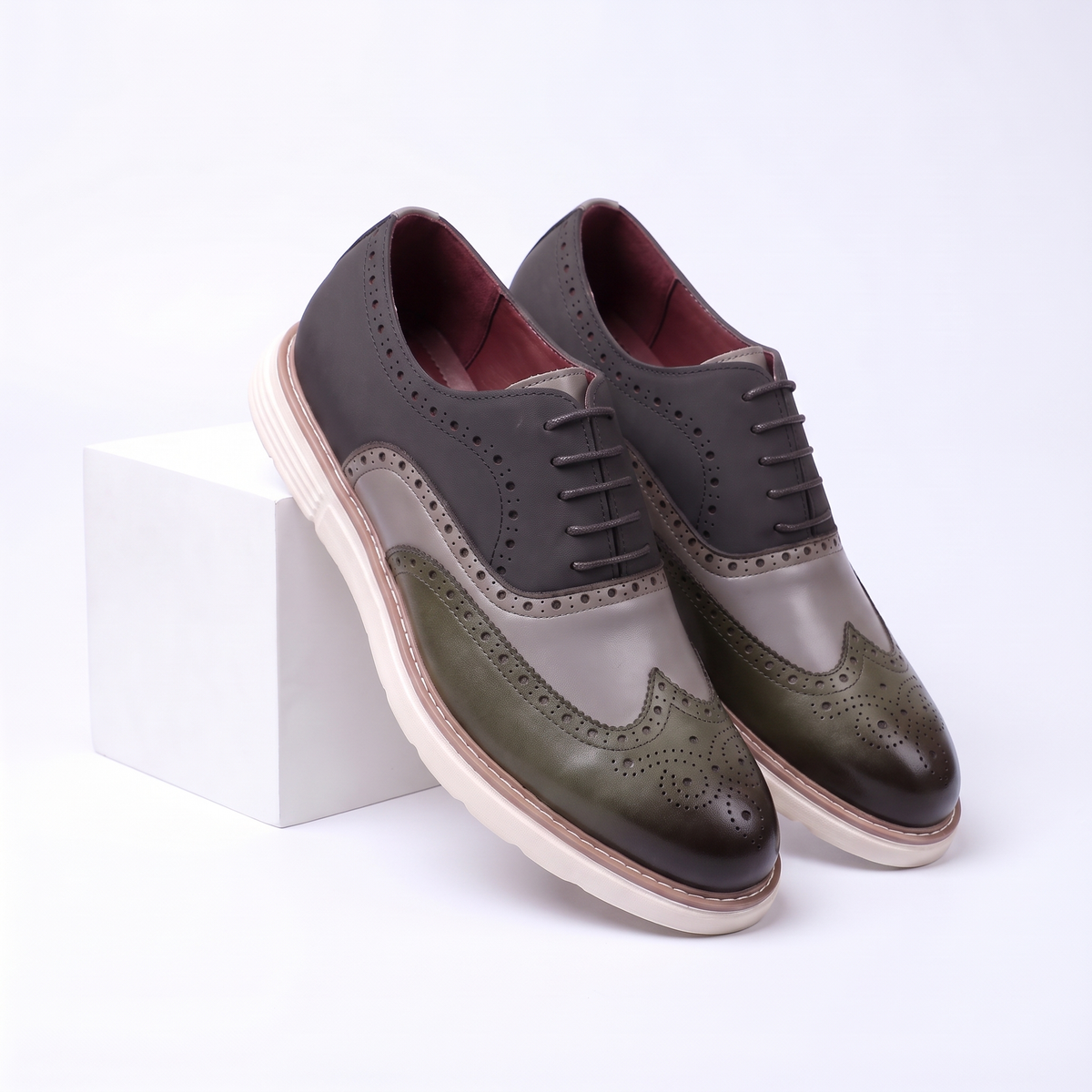 Tomas Wingtip Oxfords Green Gray — studio