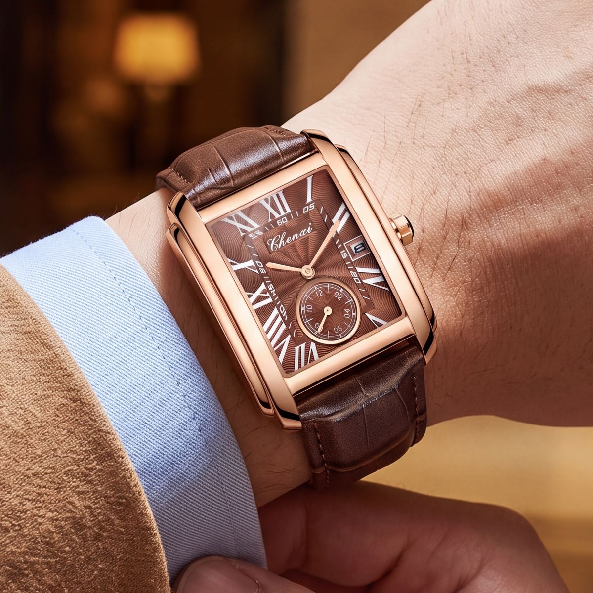 Truman Leather Rectangle Watch