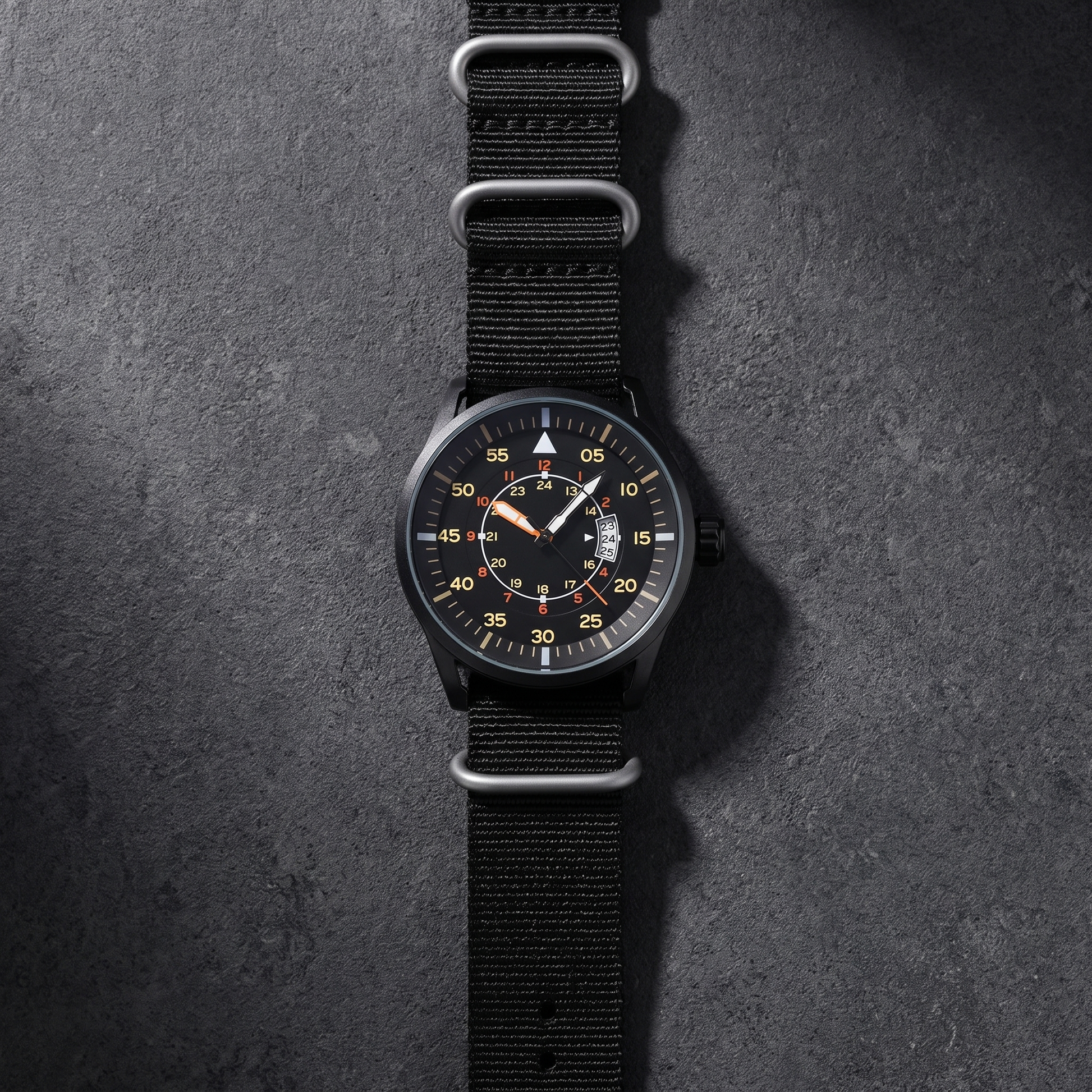 Vanguard-Sport-Watch Black — flatlay 1b