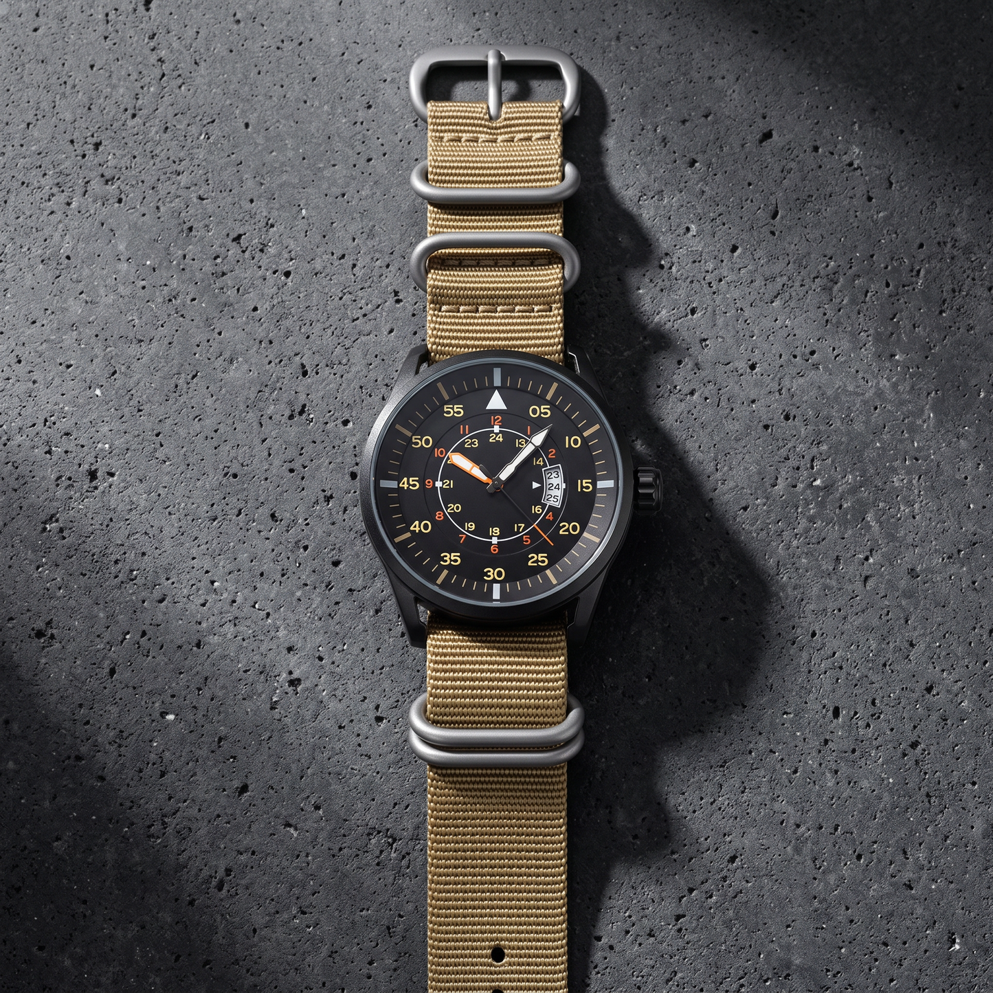 Vanguard-Sport-Watch Khaki — flatlay 1b