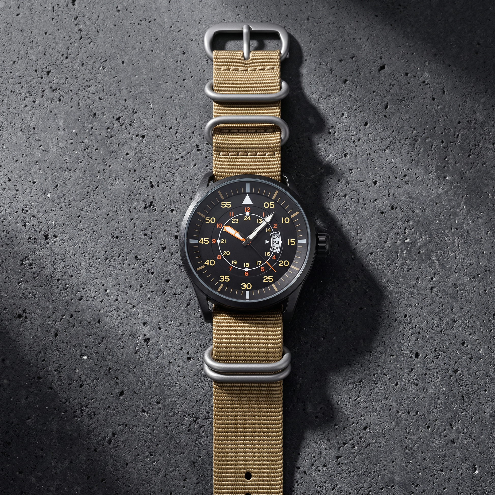 Vanguard-Sport-Watch Khaki — flatlay 1b