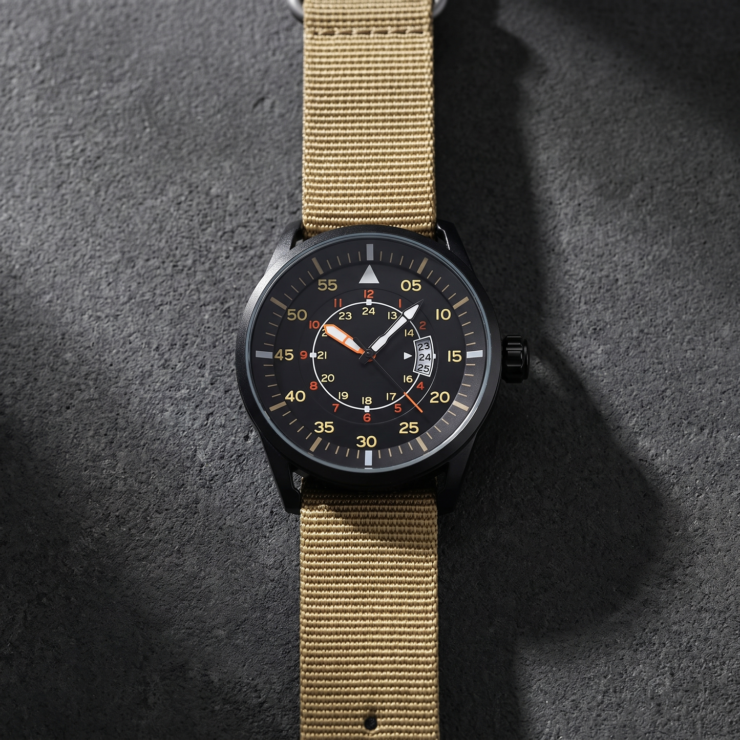 Vanguard-Sport-Watch Khaki — flatlay 2c