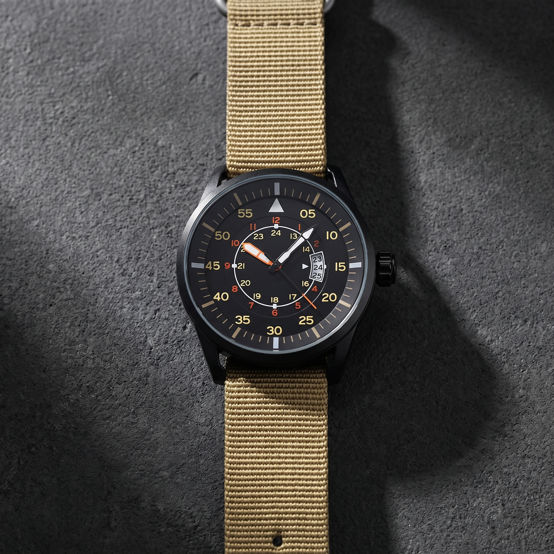 Vanguard-Sport-Watch Khaki — flatlay 2c