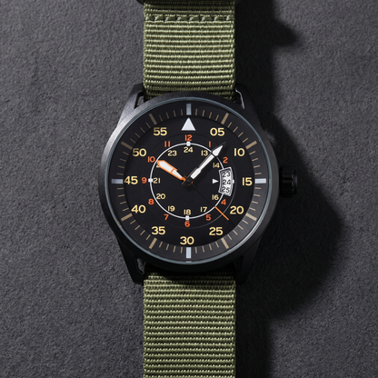 Vanguard-Sport-Watch Olive — flatlay 2a