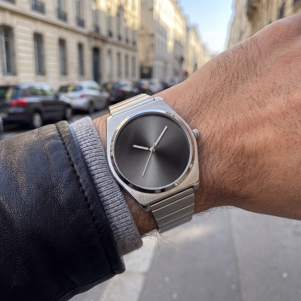 Vero-Graffiti-Steel-Watch Black — on model