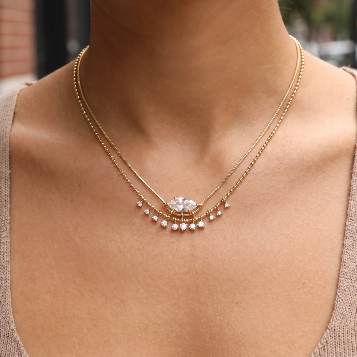 Vivian Necklace — on model
