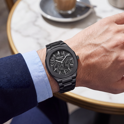Warwick-Octagonal-Dial-Watch Black Black — on model